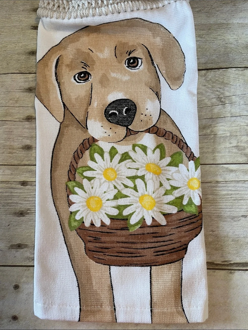 Crochet Top Doggie Hanging HandTowel Single Thickness Handmade W/Love